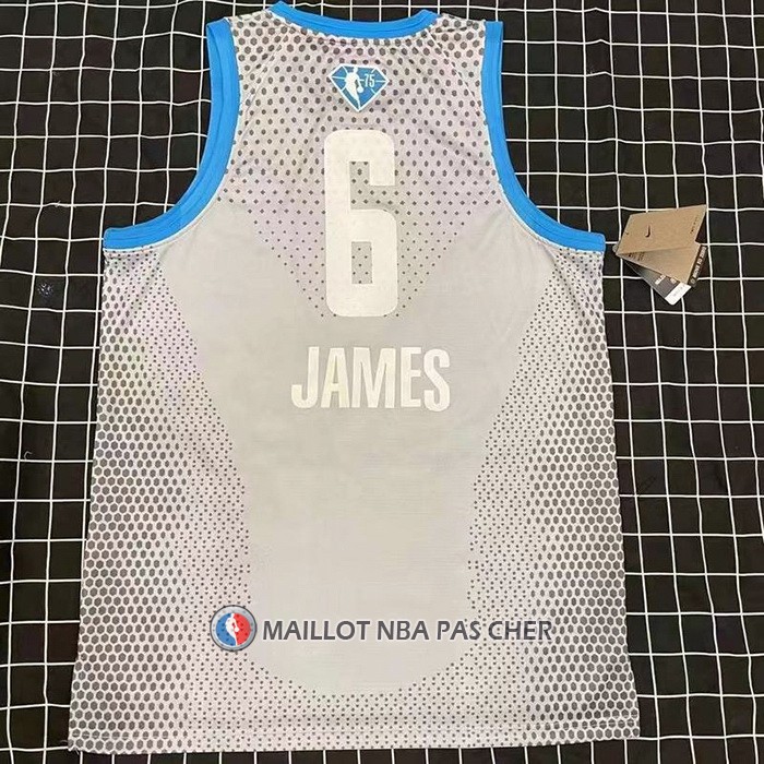 Maillot All Star 2022 Los Angeles Lakers LeBron James NO 6 Gris